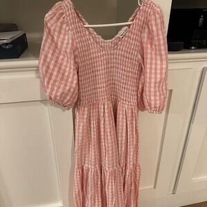 Mid length dress pink gingham